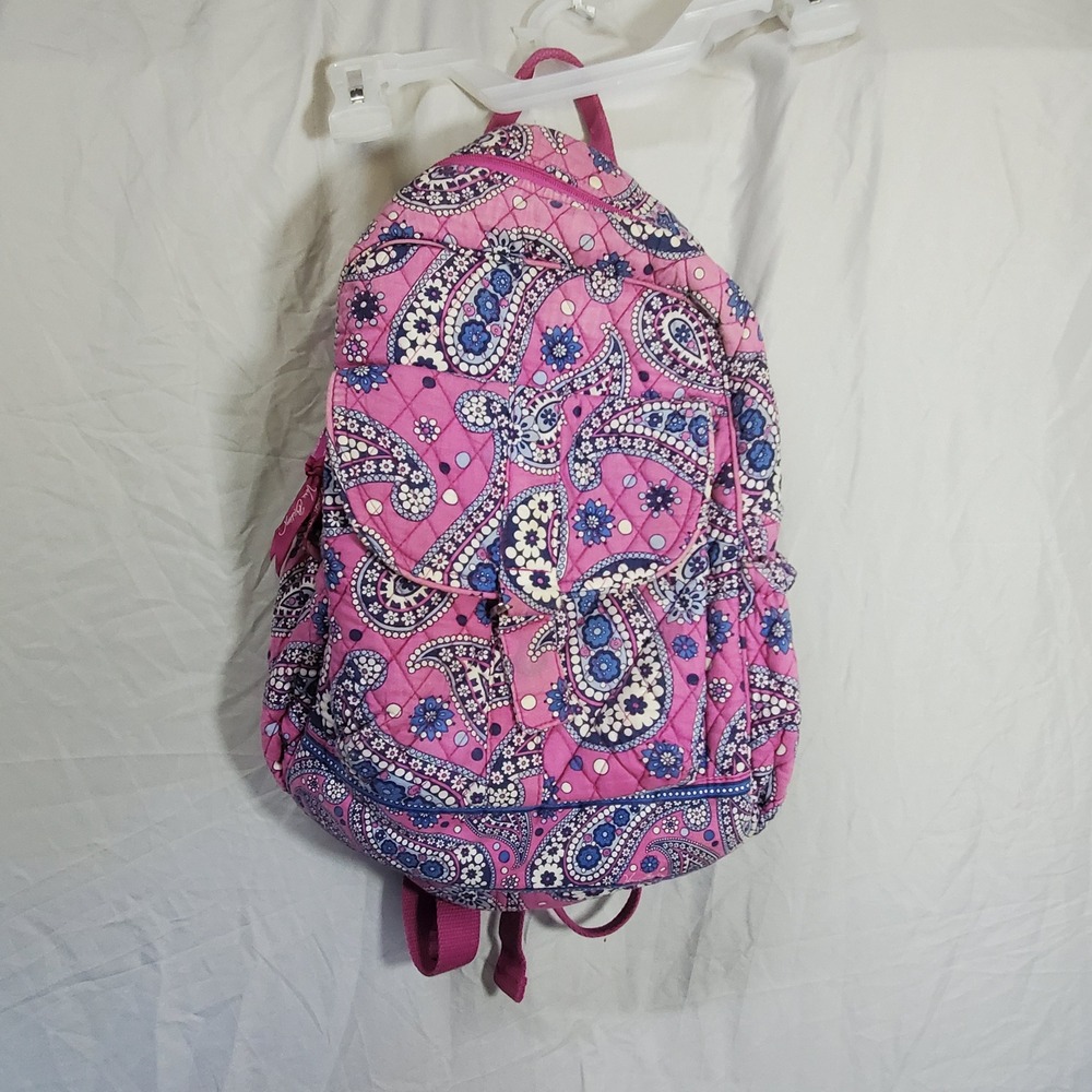 Vera Bradley Pink Paisley Quilted Cotton Backpack Floral School Travel Bag